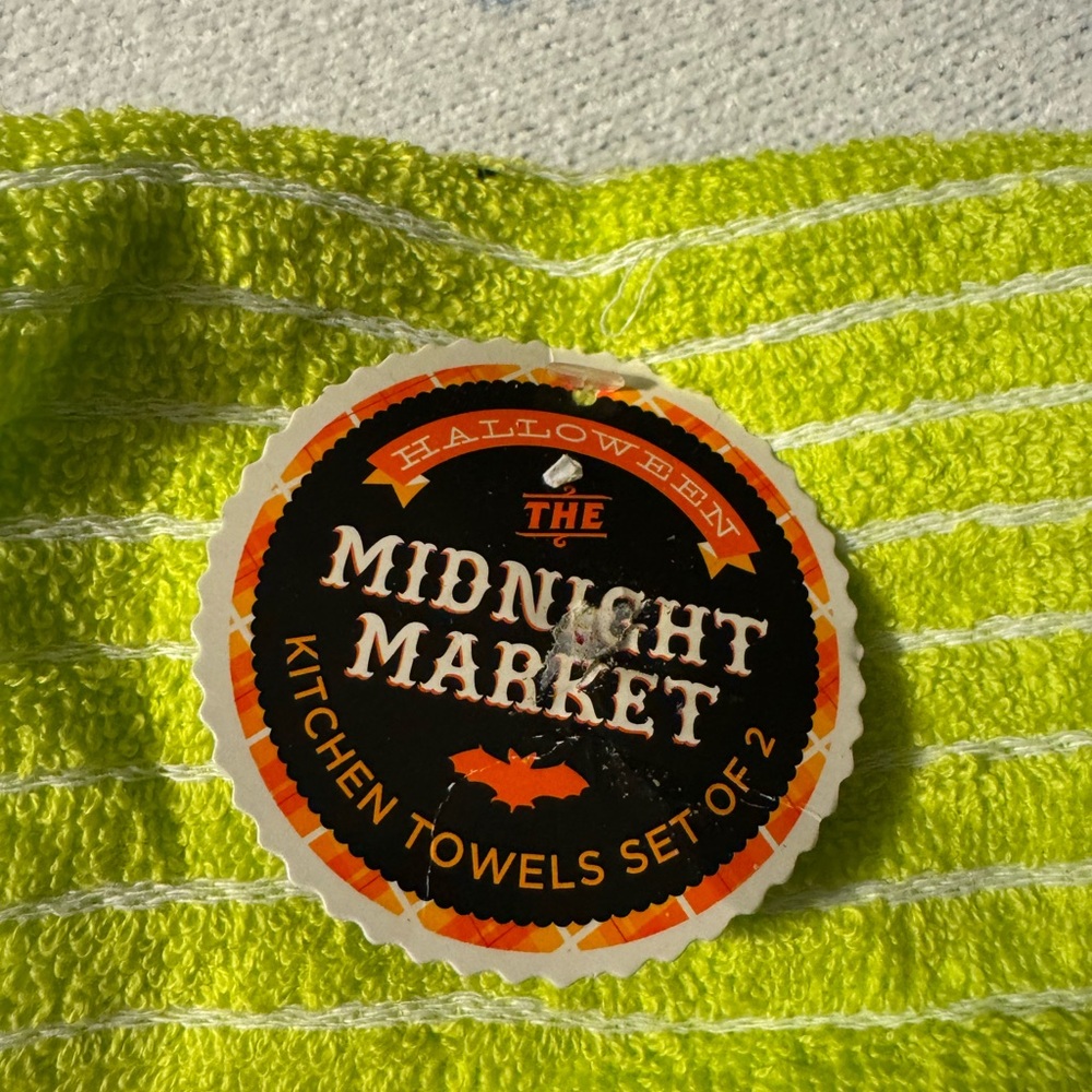 Brand new set of Midnight Market sugar skull kitchen towels